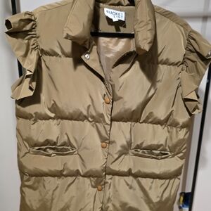 BUCKETLIST Tan Quilted Puffer Vest with Snap Front